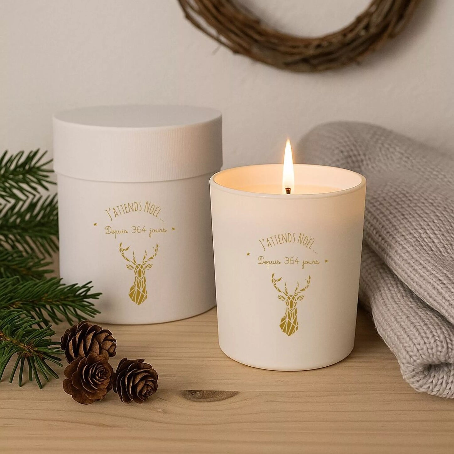Bougie "J'attends Noel depuis 364 jours"