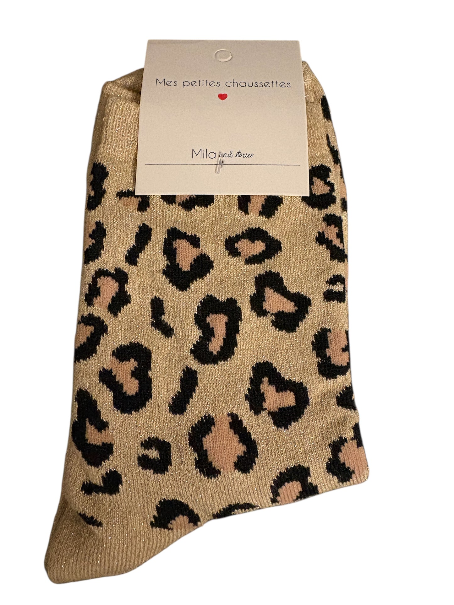 Chaussettes à pailettes léopard