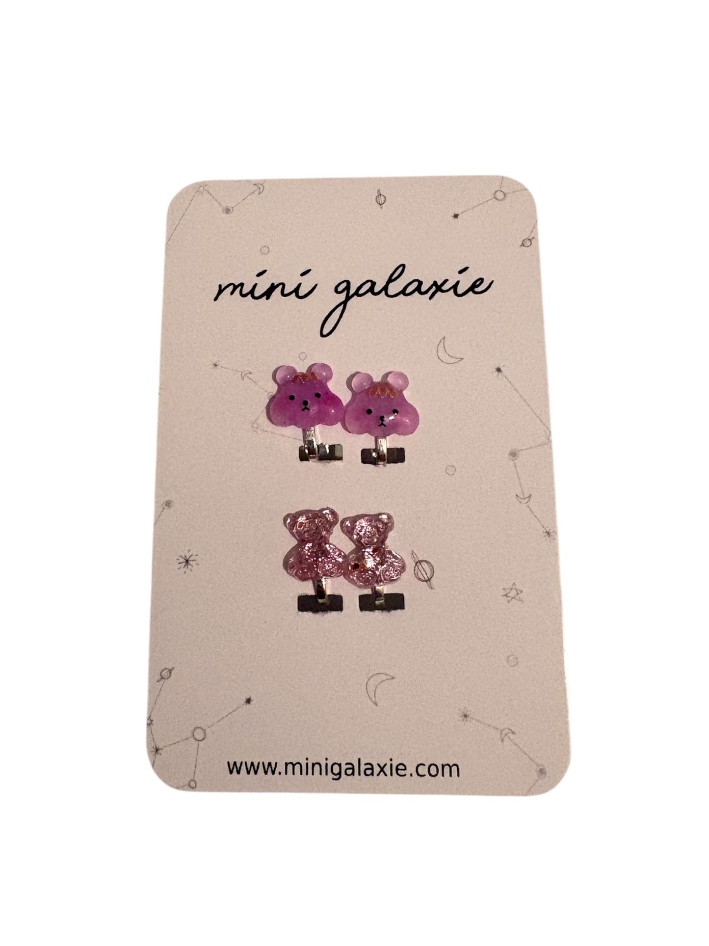 Boucles d'oreilles clips "Chiens et oursons"