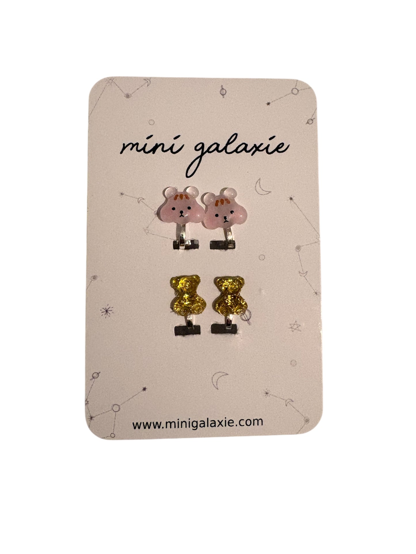 Boucles d'oreilles clips "Chiens et oursons"