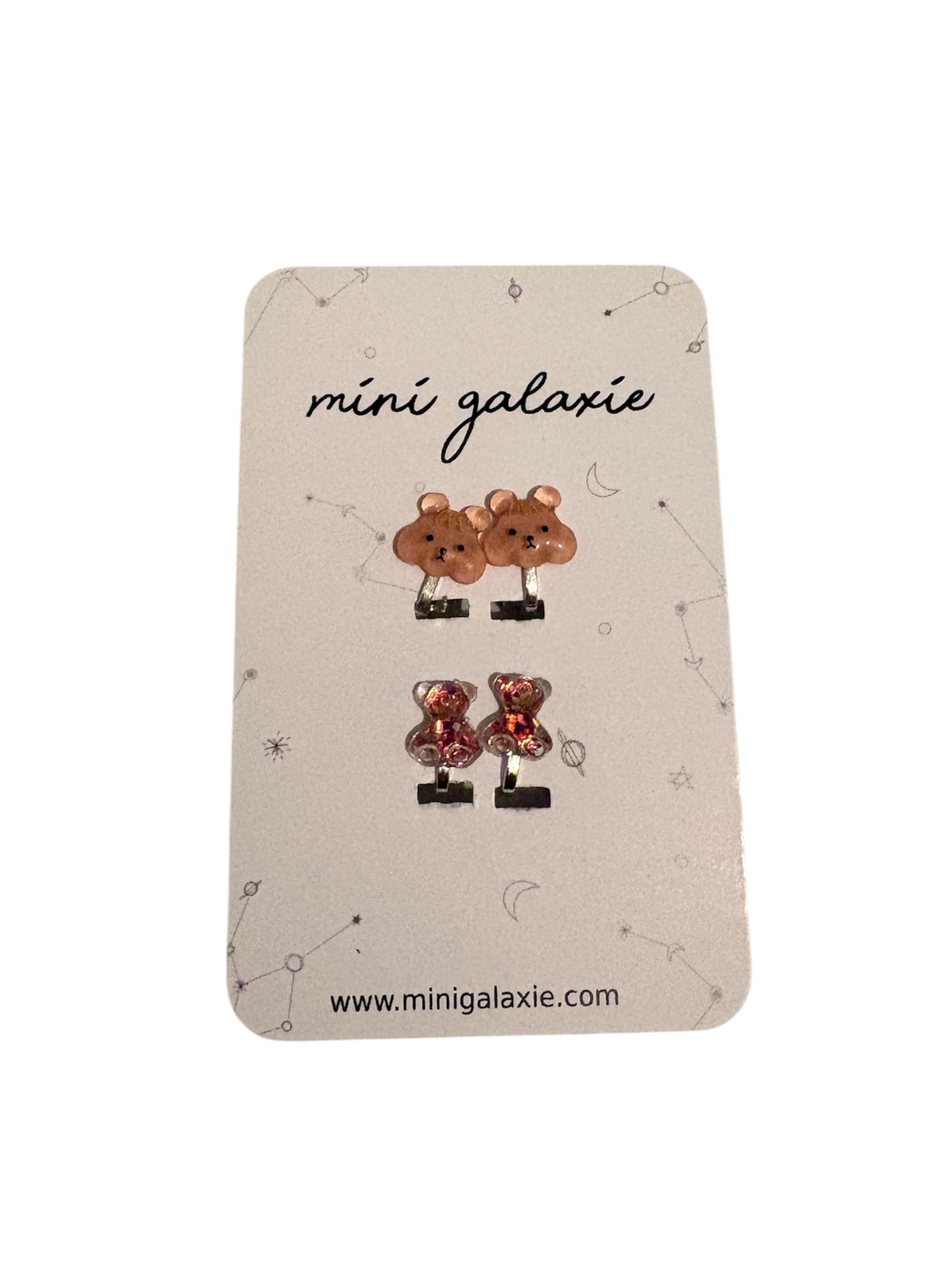 Boucles d'oreilles clips "Chiens et oursons"