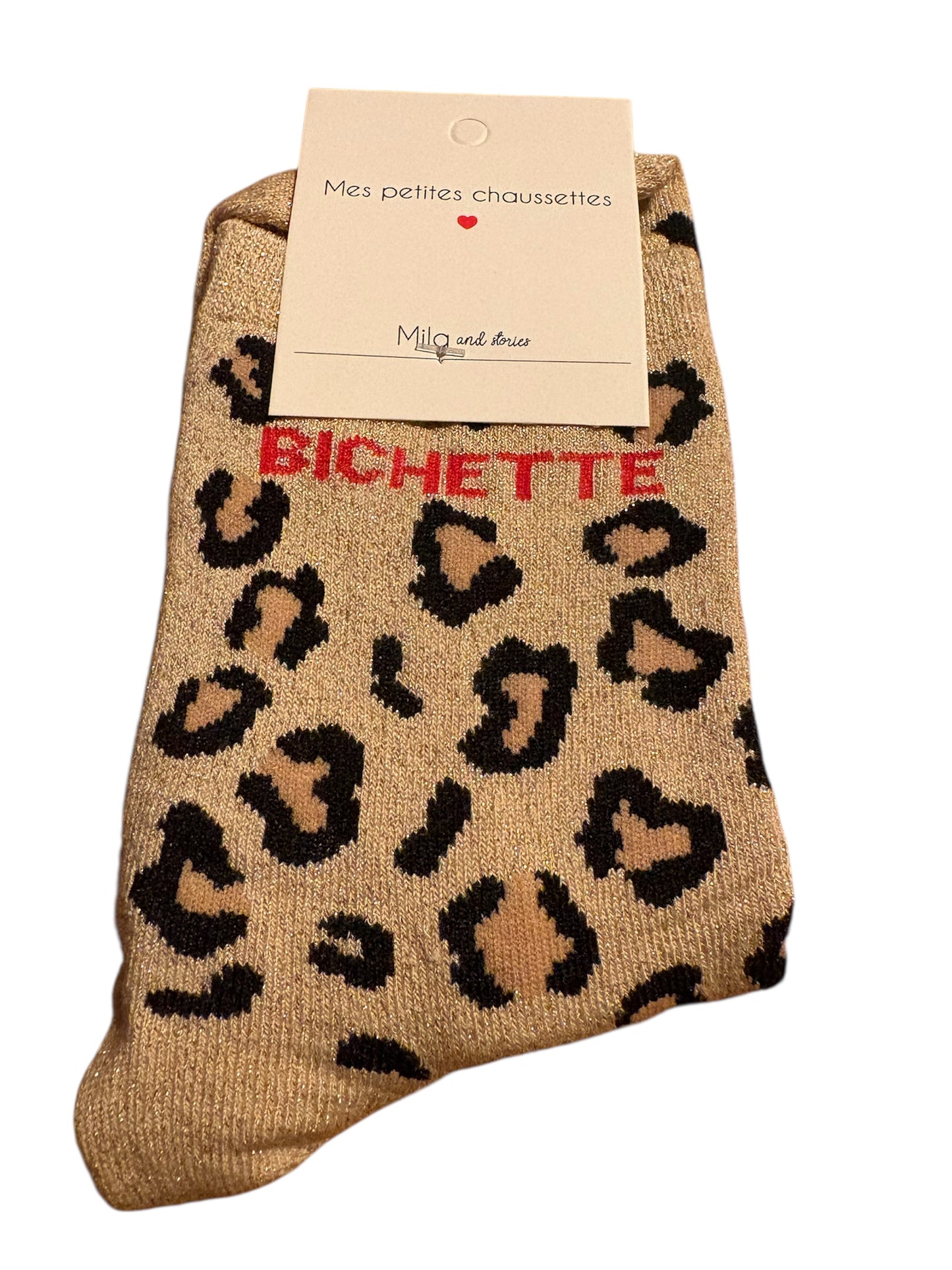 Chaussettes à paillettes léopard "Bichette"