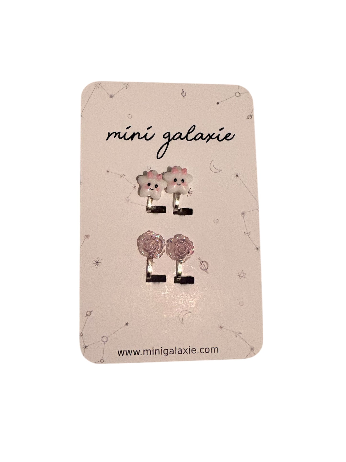 Boucles d'oreilles clips "Etoiles et roses"
